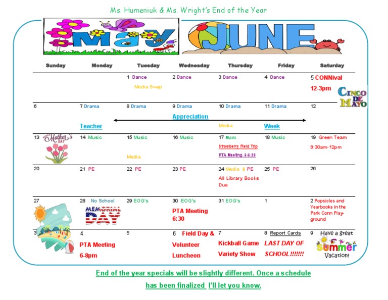 May June Calendar | PDF