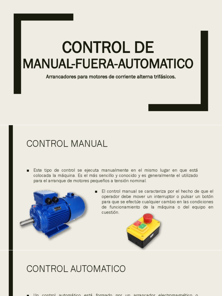 Barrio físicamente Sobriqueta Control Manual-fuera-Automatico | PDF | Electricidad | Bienes manufacturados