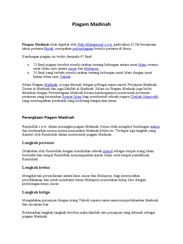 Piagam Madinah Ctu Pdf
