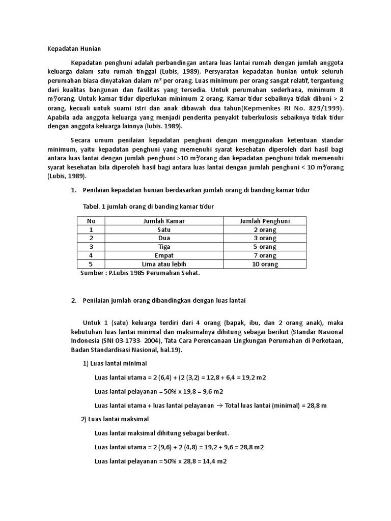 Kepadatan Hunian | PDF