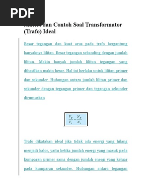 Materi Dan Contoh Soal Transformator