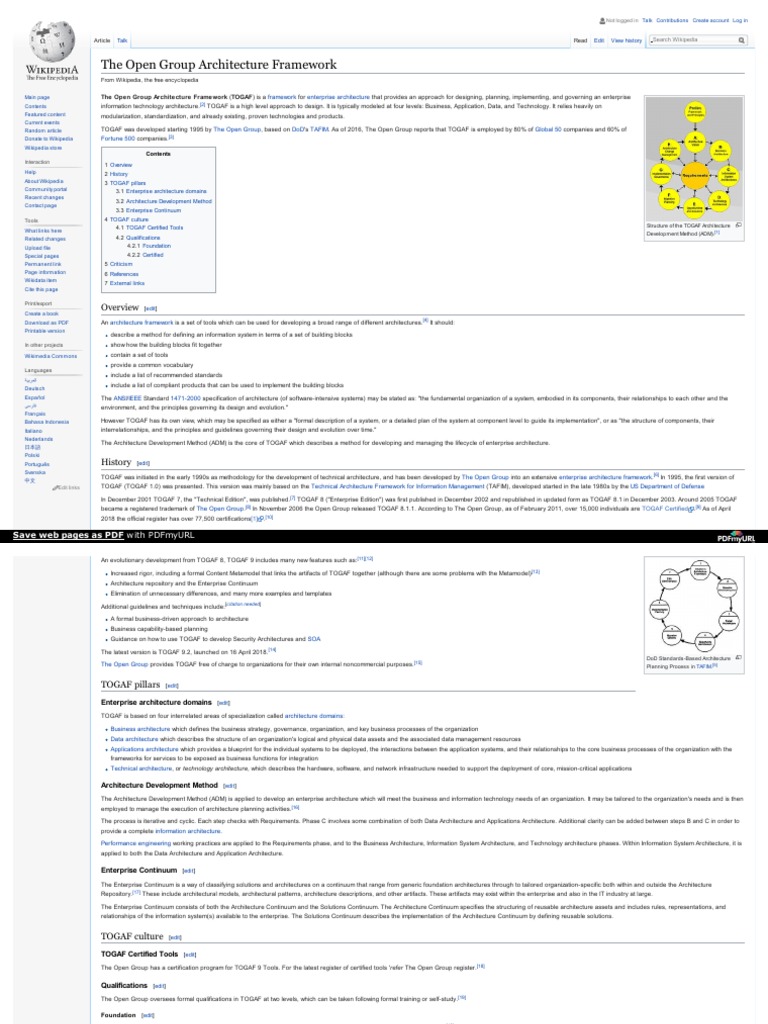 The Open Group Architecture Framework | PDF | Software Architecture