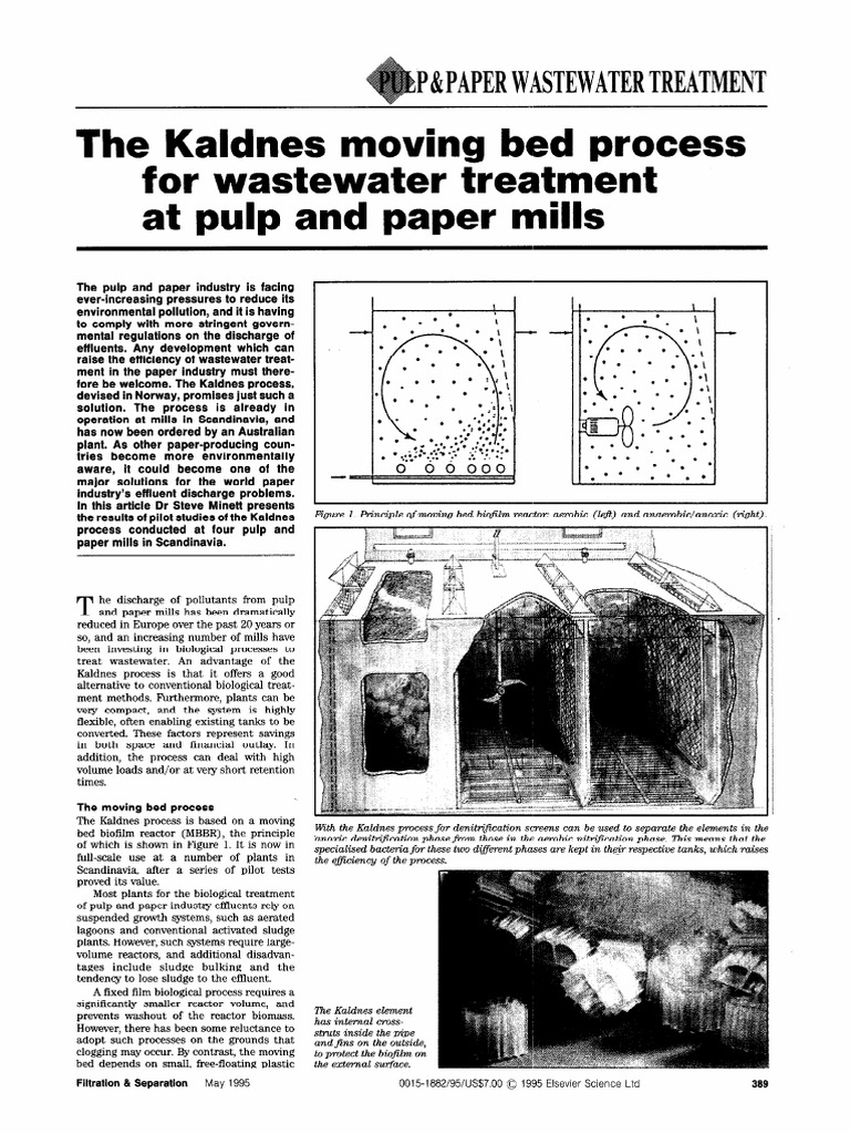 The Kaldnes Moving Bed Process For Wastewater Treatment at Pulp and ...