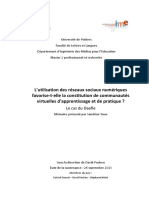 L'utilisation Des Réseaux Sociaux Numériques Favorise-T-Elle La Constitution de Communautés Virtuelles D'apprentissage Et de Pratique ? Le Cas Du Daefle