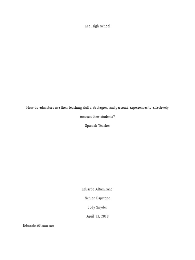 Rough Draft Spanish Teacher-Eduardo Altamirano | PDF | Teachers | Teaching