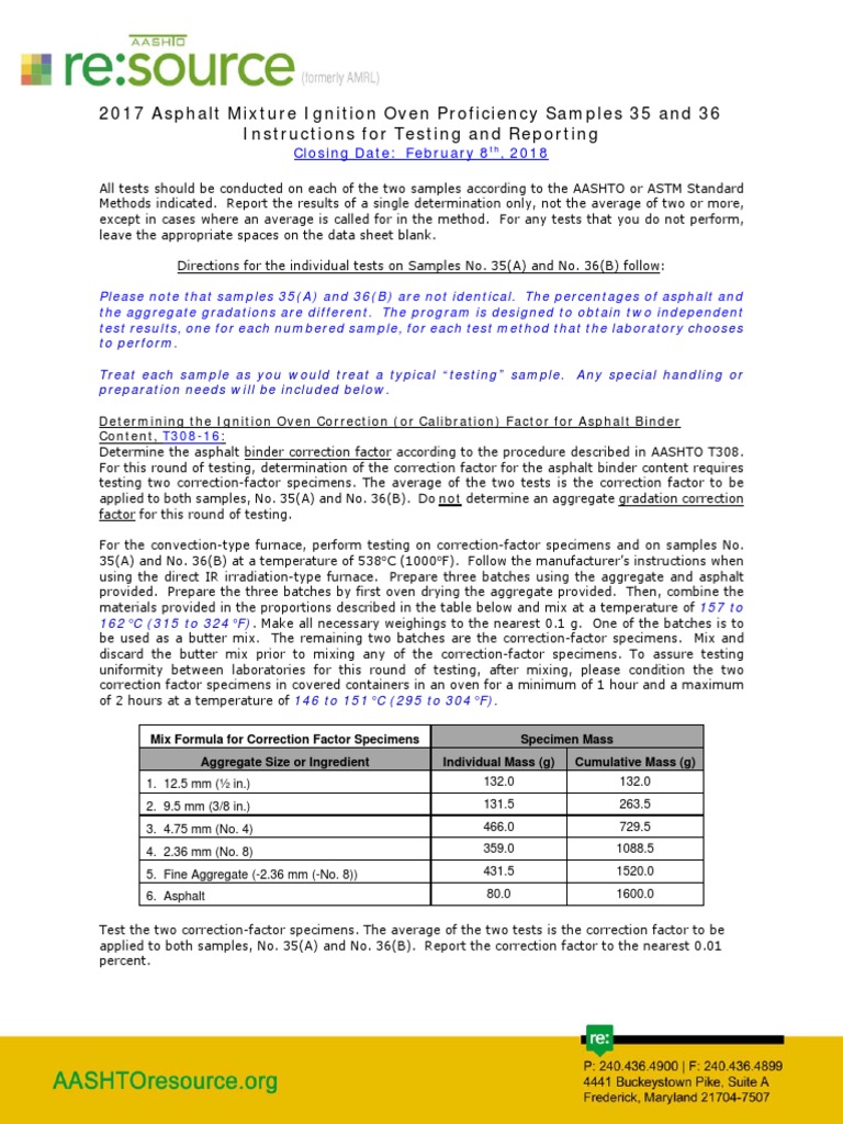 Asphalt Mixture Testing Instructions 2017 | PDF | Asphalt | Mixture