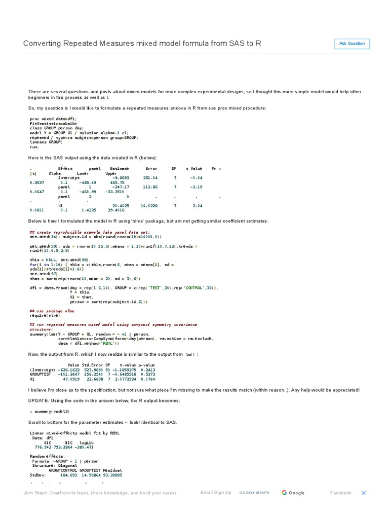 Sas Proc Mixed Repeated Measures Example