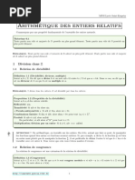 Arithmétique Des Entiers Relatifs