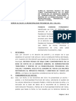 Francis Reitera Pedio de Baja Como Contribuyente Municipalidad Callao