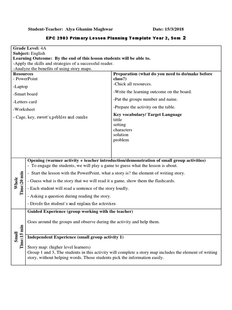 Lesson Plan 6 Pdf Lesson Plan Learning