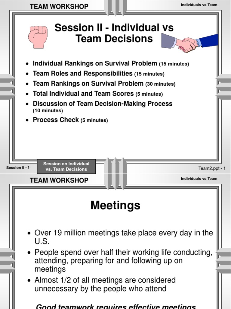 Team Decision-Making Workshop Guide | PDF | Facilitator | Consensus ...