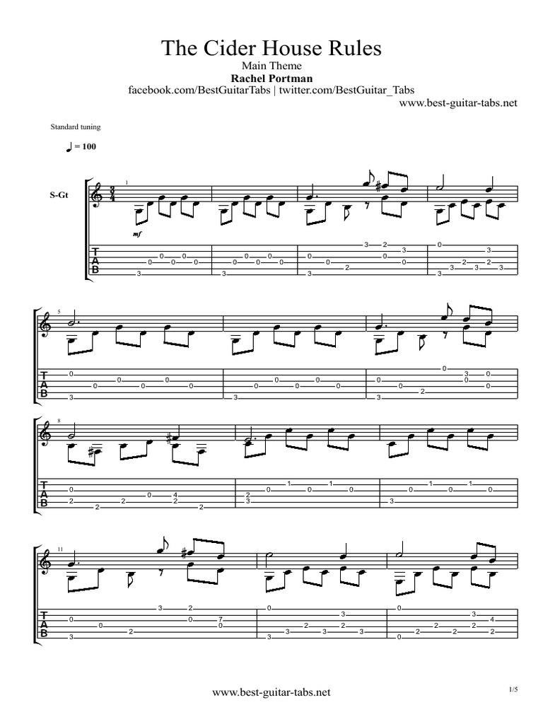 The Cider House Rules Guitar Score Musical Compositions Musicology