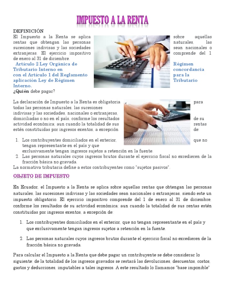 Impuesto A La Renta | PDF | Impuesto sobre la renta | Impuestos