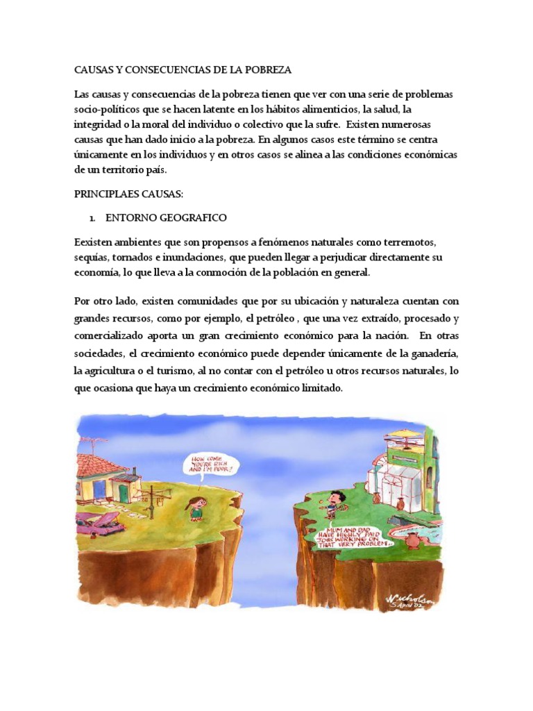 Causas y Consecuencias de La Pobreza | PDF | Pobreza | Pobreza e indigencia