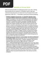 Benefits of Group Work