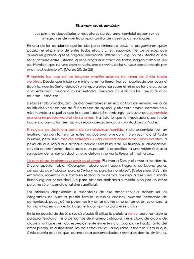 Amor y Servicio en la Fe Cristiana | PDF | Amor | Jesús