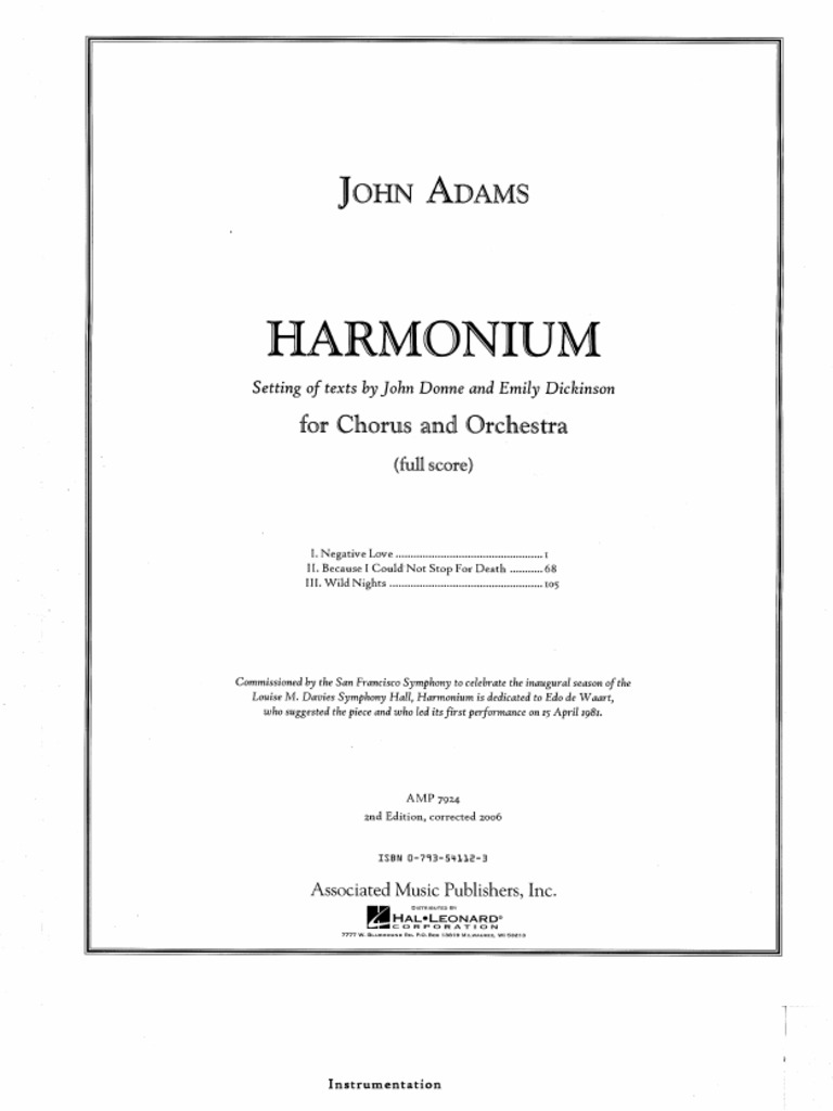 Adams Harmonium PDF PDF