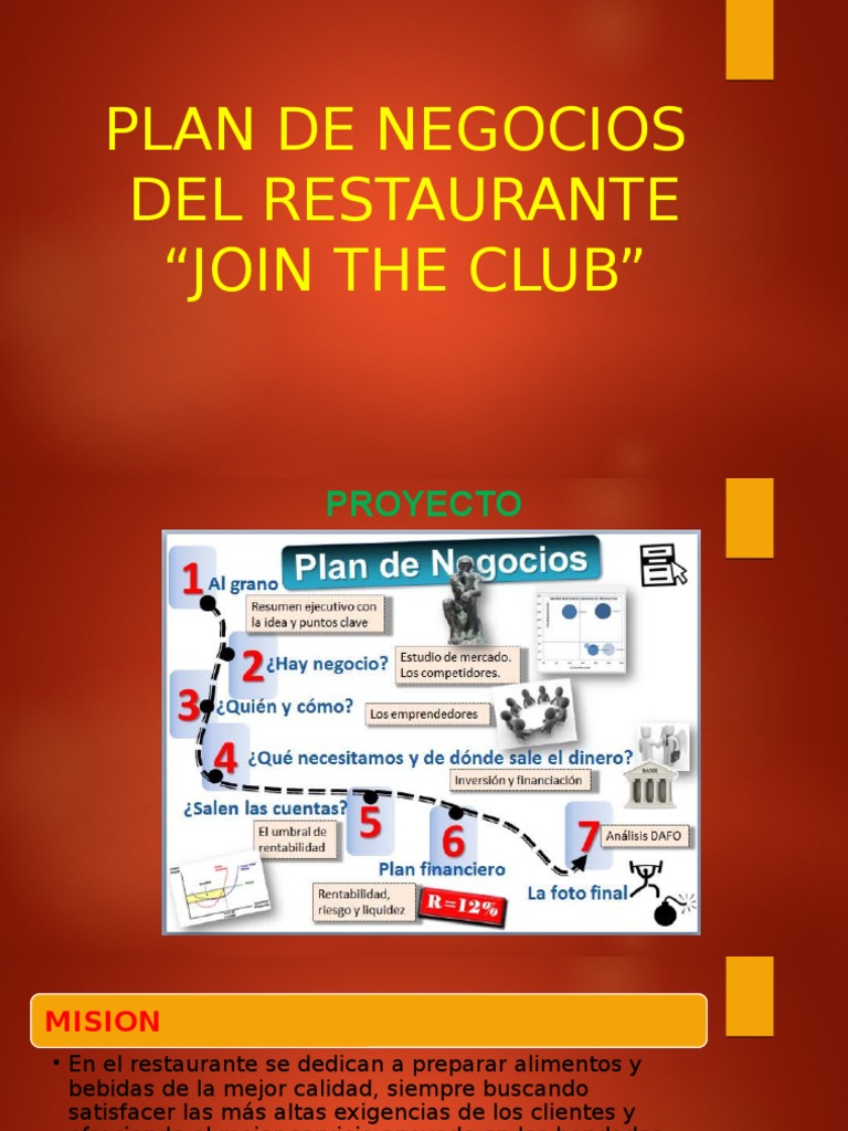Plan de Negocios Del Restaurante “Join the Club” Marketing Alimentos