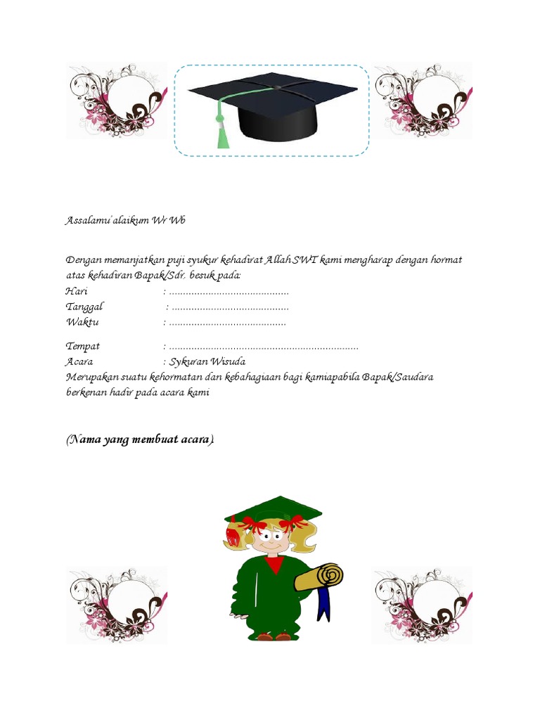 Contoh Undangan Syukuran Wisuda Model Kedua Bisa Edit Siap Print