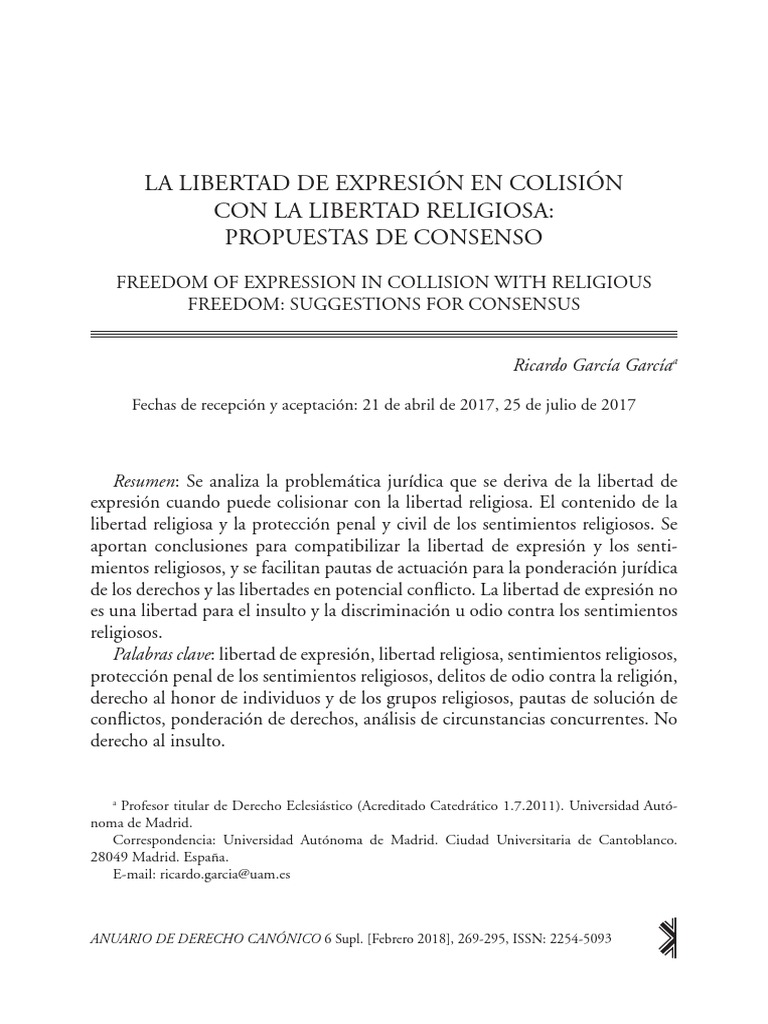 Libertad de Expresión vs. Religión | PDF | Derecho Constitucional ...