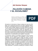 Adolfo Sánchez Vázquez, La Revolución Cubana y El Socialismo, 1999.