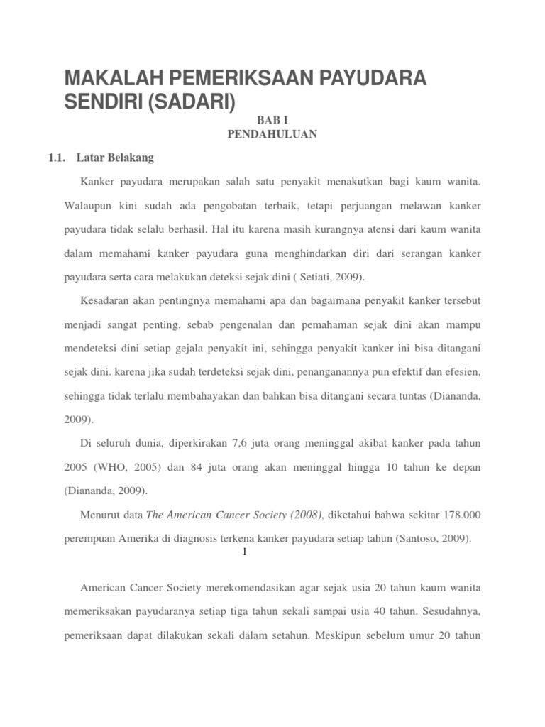 Makalah Pemeriksaan Payudara Sendiri Pdf