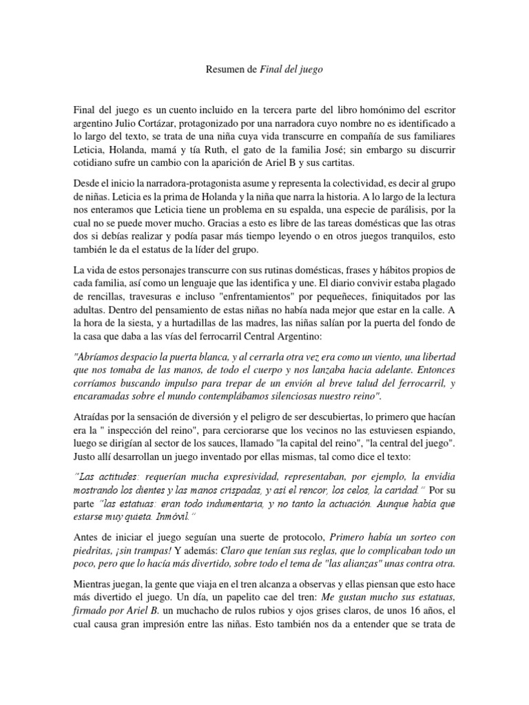 Resumen de Final Del Juego | PDF | Cuentos