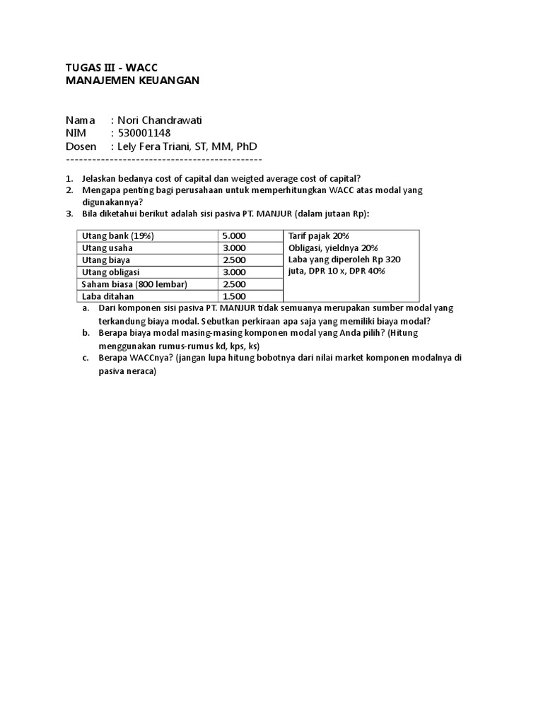 Manajemen Keuangan Diskusi Iii Coc