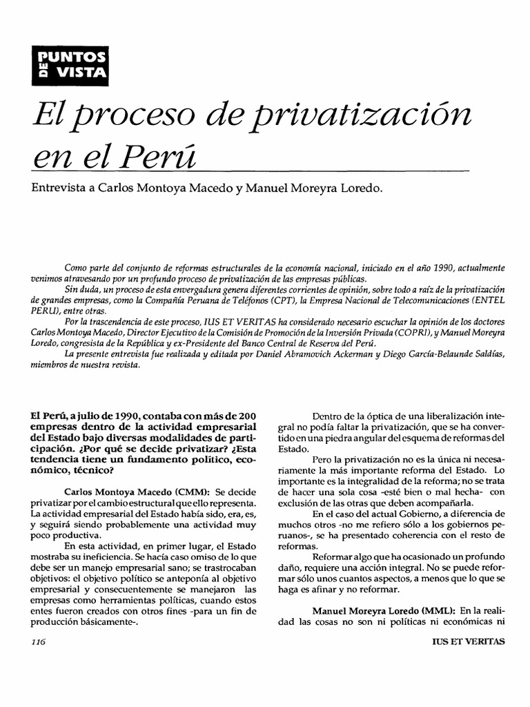 Privatisacion en El Peru | PDF | Privatización | Empresa de propiedad ...