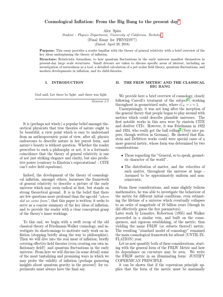 Overview of Cosmological Inflation | PDF | Universe | Inflation (Cosmology)