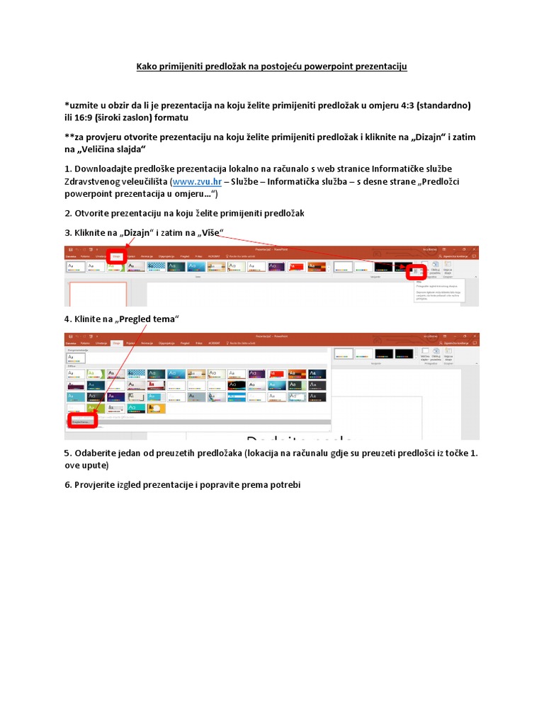 Kako Primijeniti Predložak Na Postojeću Powerpoint Prezentaciju | PDF