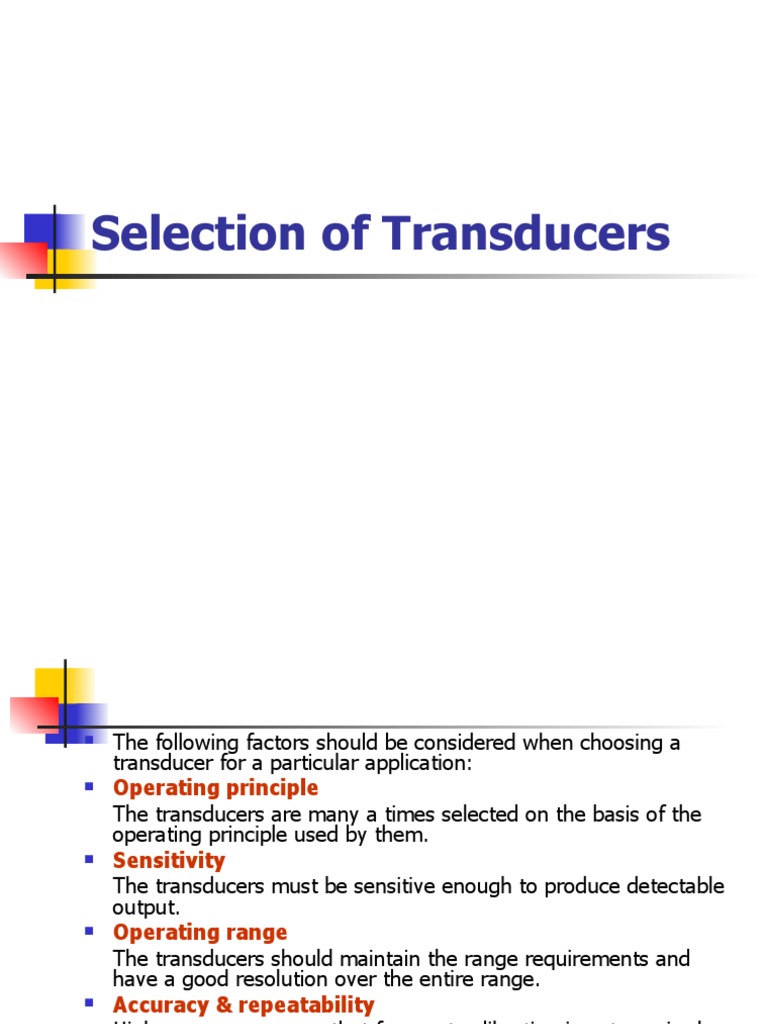 Factors for Transducer Selection | PDF
