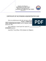 Certif of No Pending Case