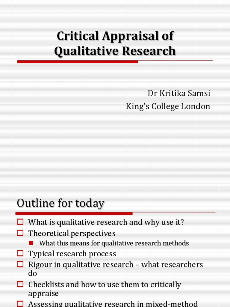 critical appraisal of qualitative research essay
