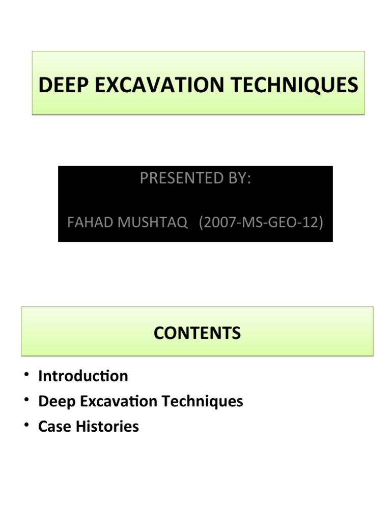 Deep Excavation Techniques Overview | PDF | Deep Foundation | Civil ...