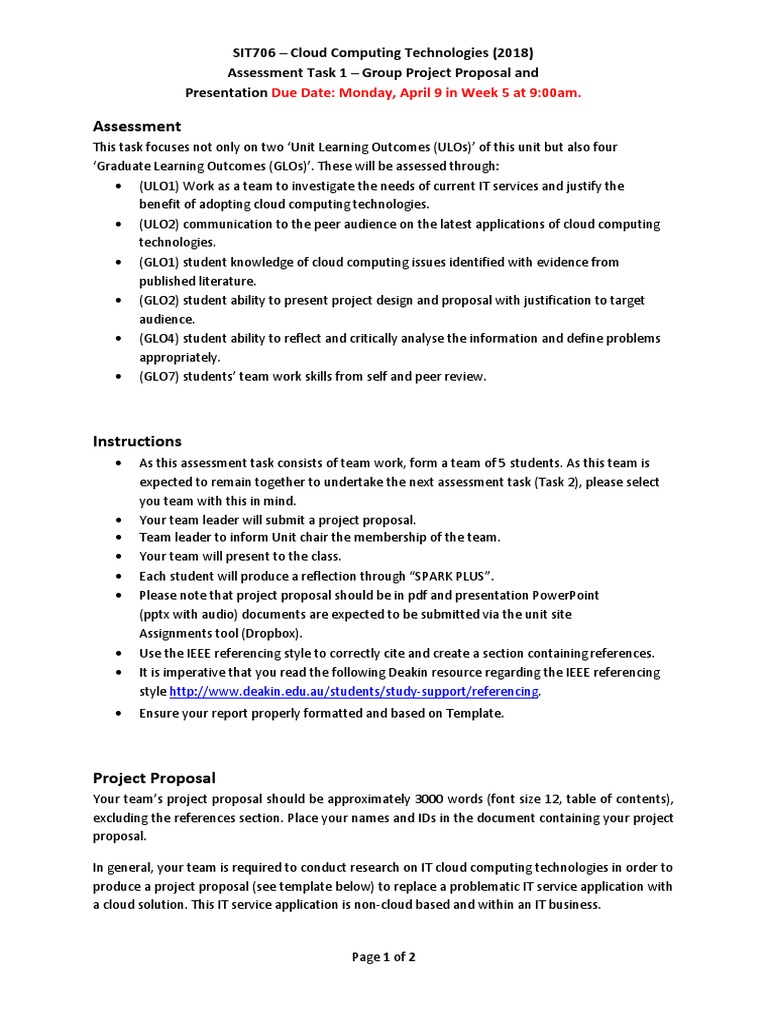 Cloud Computing Project Proposal Guide | PDF | Educational Assessment ...