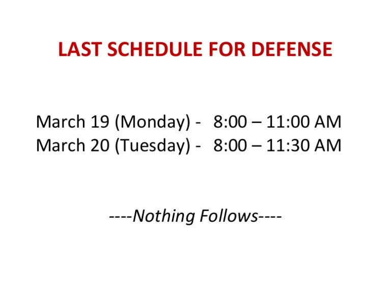 Last Schedule For Defense | PDF