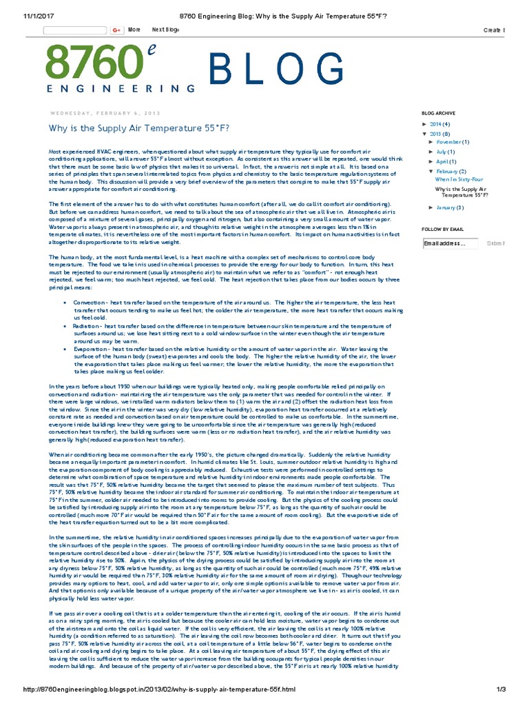 Why Is The Supply Air Temperature 55°F PDF Relative Humidity Humidity