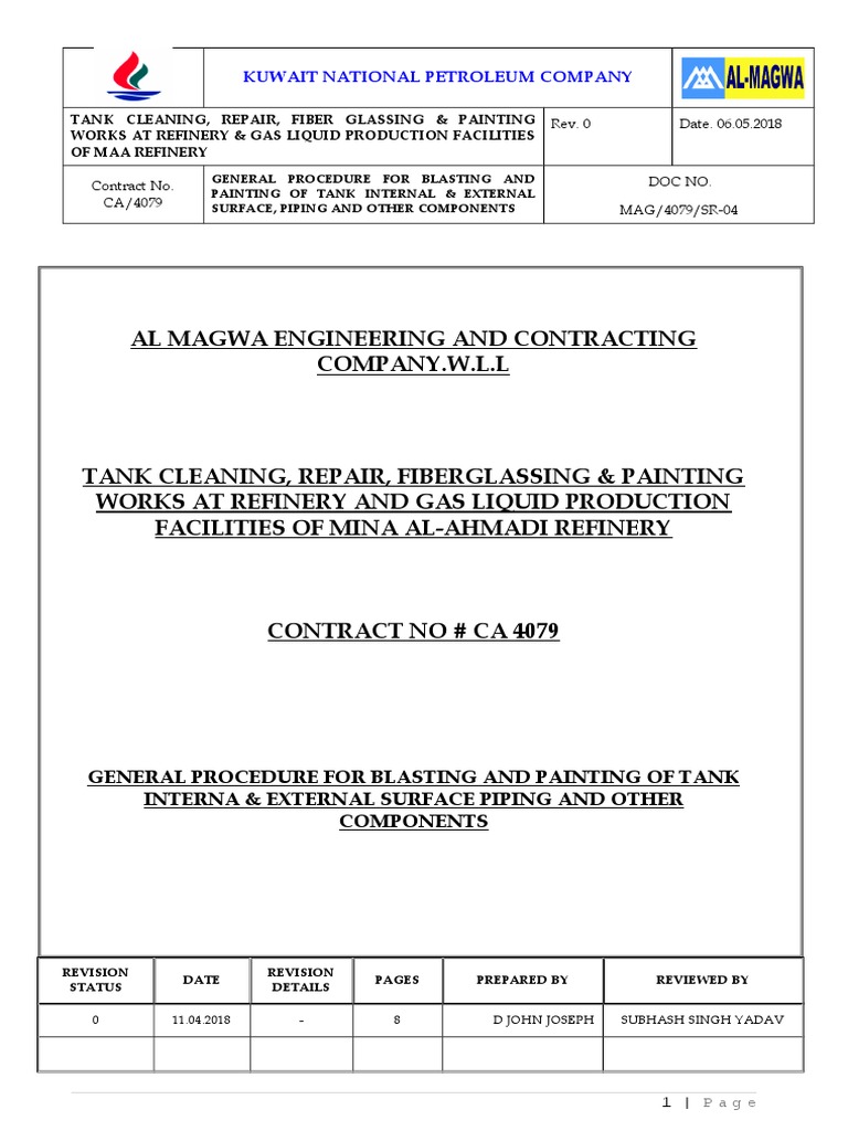 Blasting Painting Procedure PDF Paint Humidity
