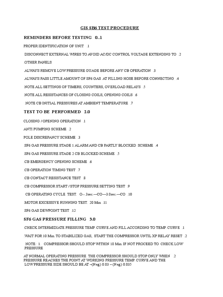 GIS SB6 Testing Procedure Guide | PDF