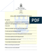 Online Assessment Form: We Received Your Response To Our Questions Satisfactory