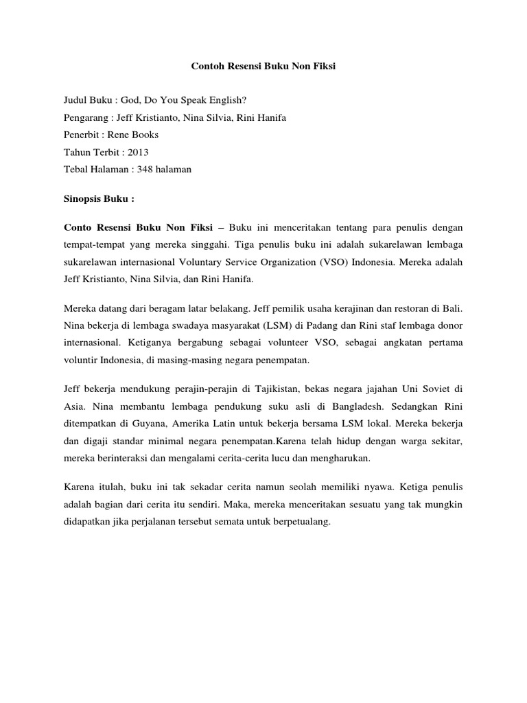 Contoh Teks Resensi Buku Non Fiksi Info Terkait Buku