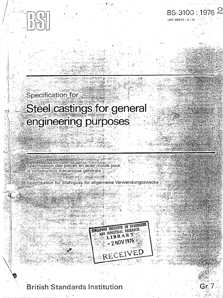 BS 3100 Standard Cast Steel 1976 PDF PDF