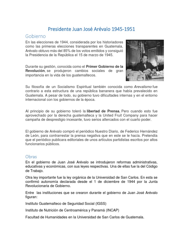 Biografía de Juan José Arévalo | PDF | Guatemala | Formas de gobierno