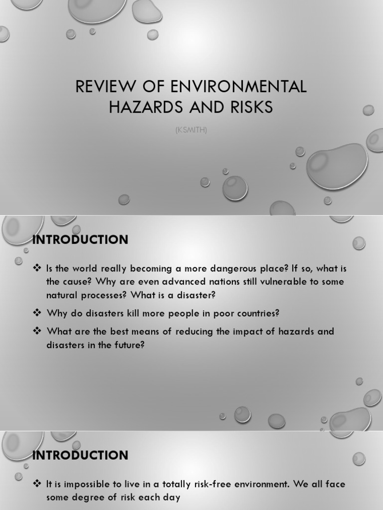 ESE158 Review of Environmental Hazards and Risks PDF PDF Hazards