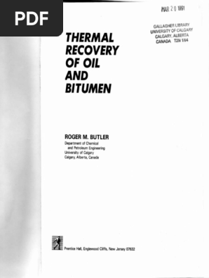 Thermal Recovery Of Oil Butler 1991 Pdf Combustion Petroleum Reservoir
