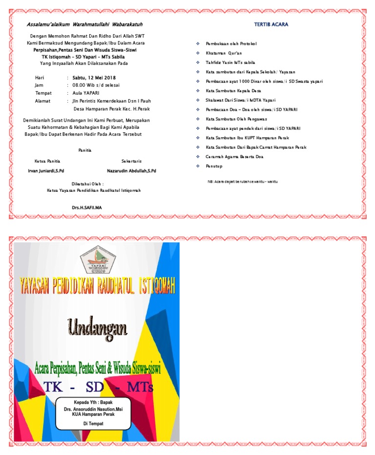 Surat Undangan Perpisahan