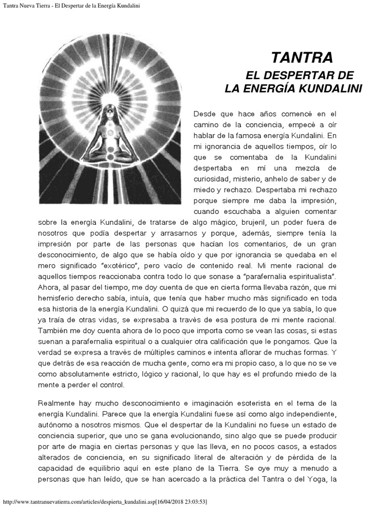 Tantra Nueva Tierra - El Despertar de La Energía Kundalini PDF | PDF ...