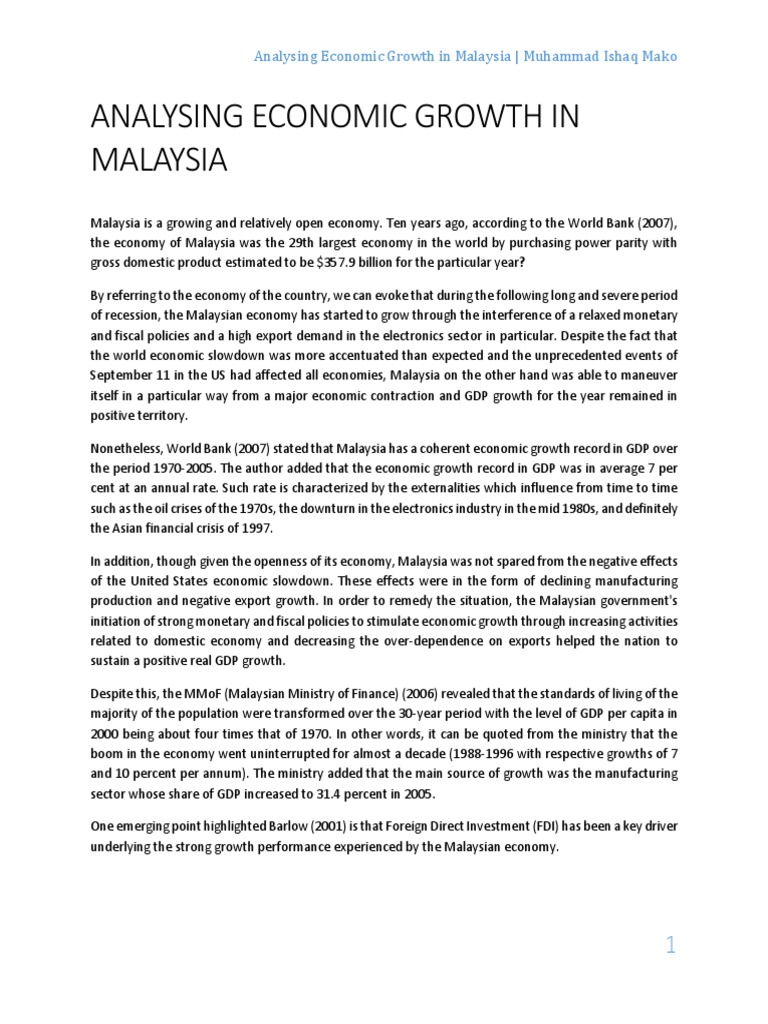Analysing Economic Growth in Malaysia | PDF | Recession | Malaysia