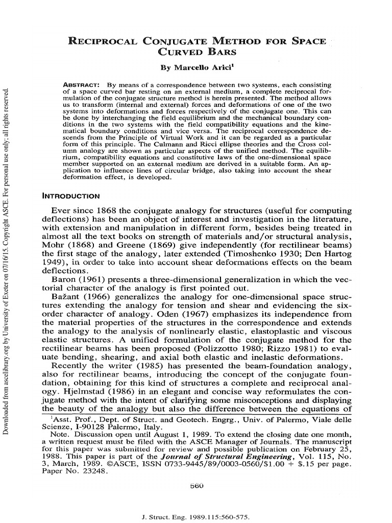 J. Struct. Eng. 1989.115:560-575 | PDF | Elasticity (Physics ...